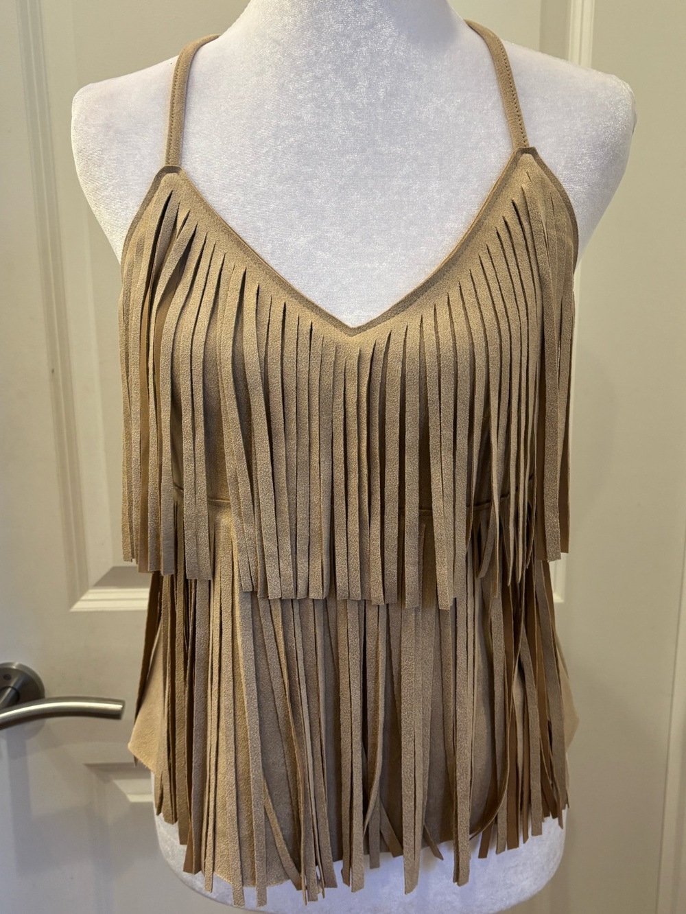 NWT Moa Moa faux suede Fringe Tank top - S